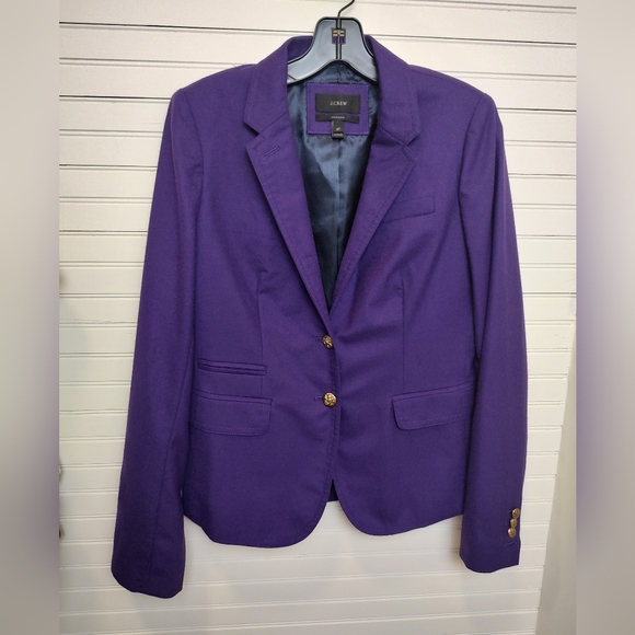 J. Crew Schoolboy Blazer Purple Wool 6T Gold Buttons